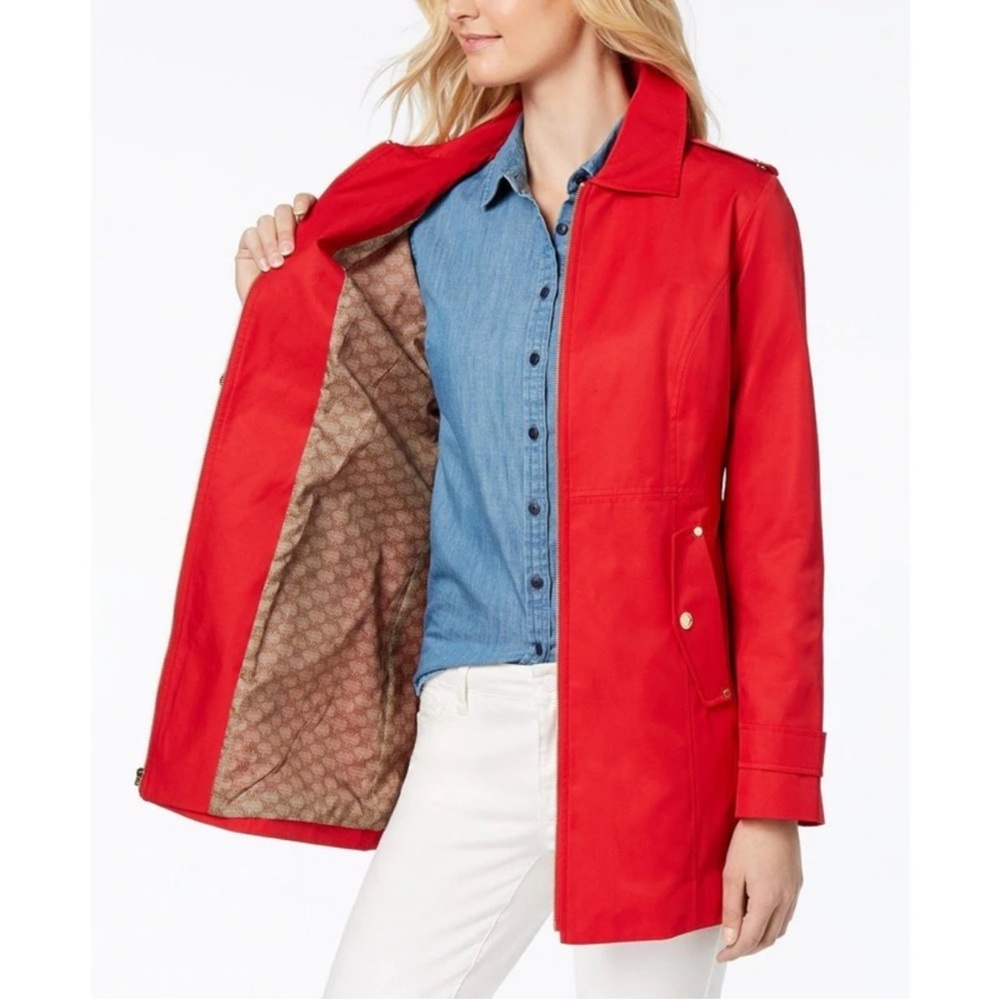 Michael KORS women’s red long raincoat jacket XXL EUC - Picture 2 of 5